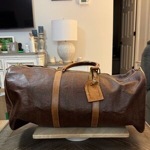 EUC Brown Etro Leather Duffel Bag With Luggage Tag